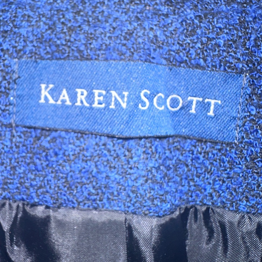 Karen Scott Navy Blue Textured Blazer Jacket Women’s Size 14 3-Button Career - Picture 2 of 5